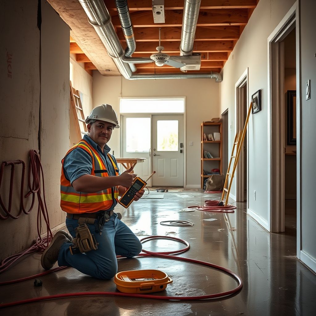 A Pro Star Restoration technician explaining the water damage restoration process to a homeowner inside a Chandler residence.