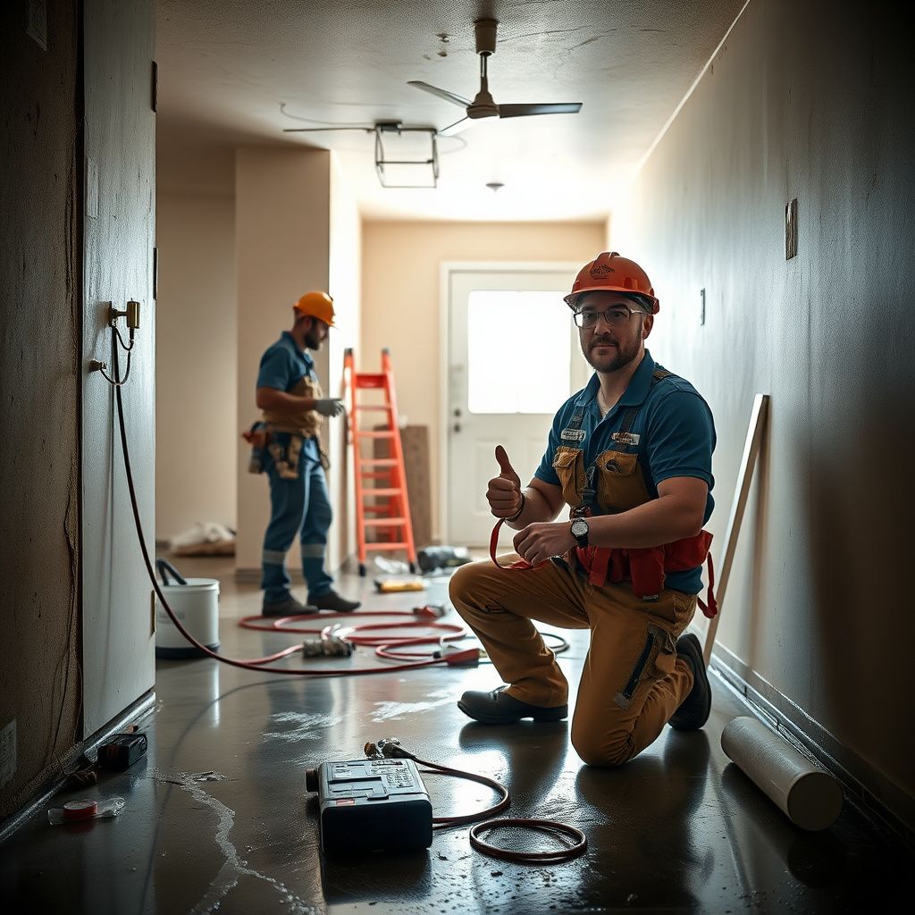A Pro Star Restoration team member explaining the water damage restoration process to a homeowner in a Tempe living room.